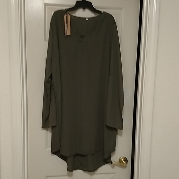 Lavi Beauty Tops - Long Olive Colored Blouse